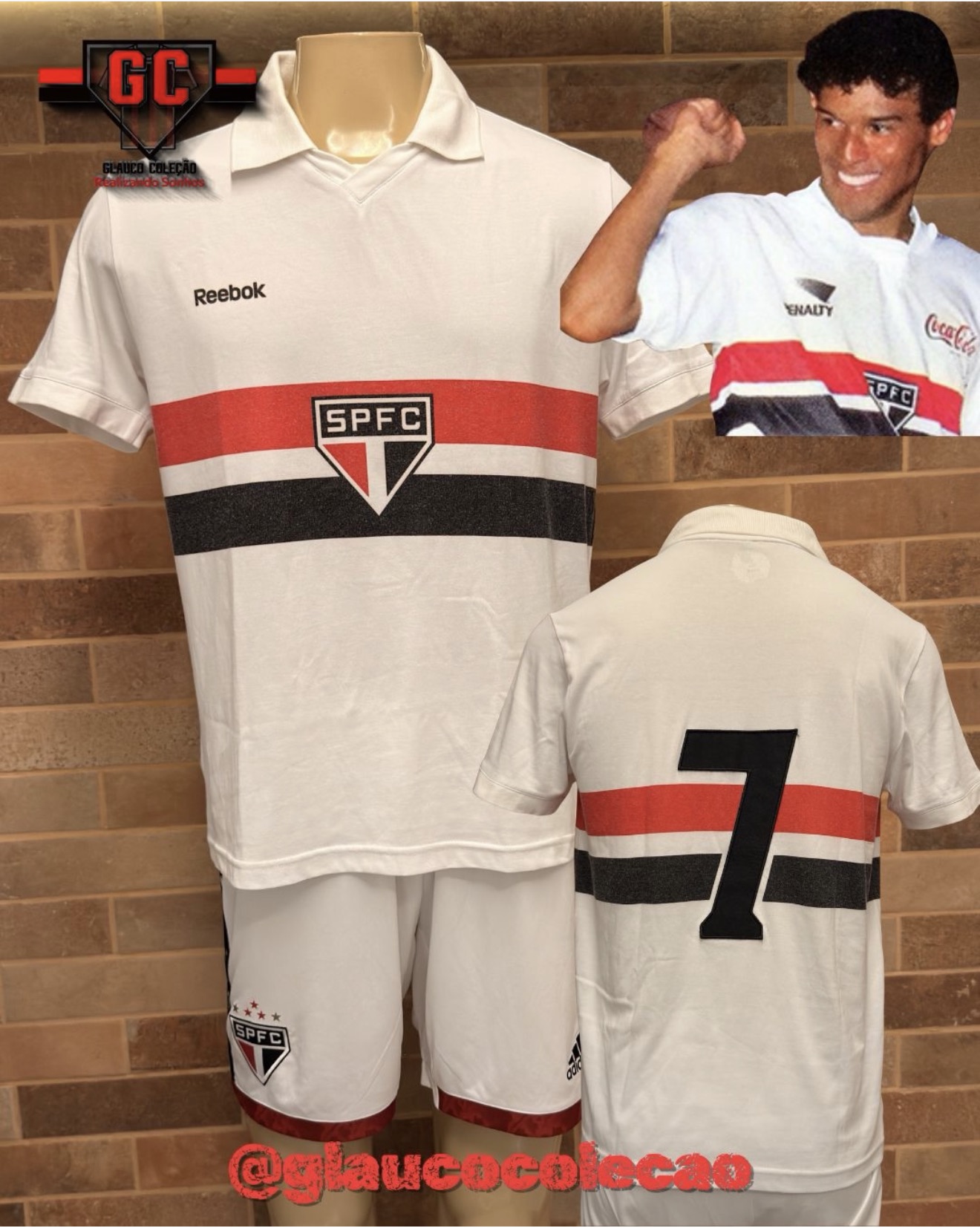 CAMISA RETRÔ REEBOK SÃO PAULO FC HOMENAGEM AO -🇾🇪MULLER🇾🇪 - TAMANHO M - 🏷️ÓTIMO ESTADO🏷️
