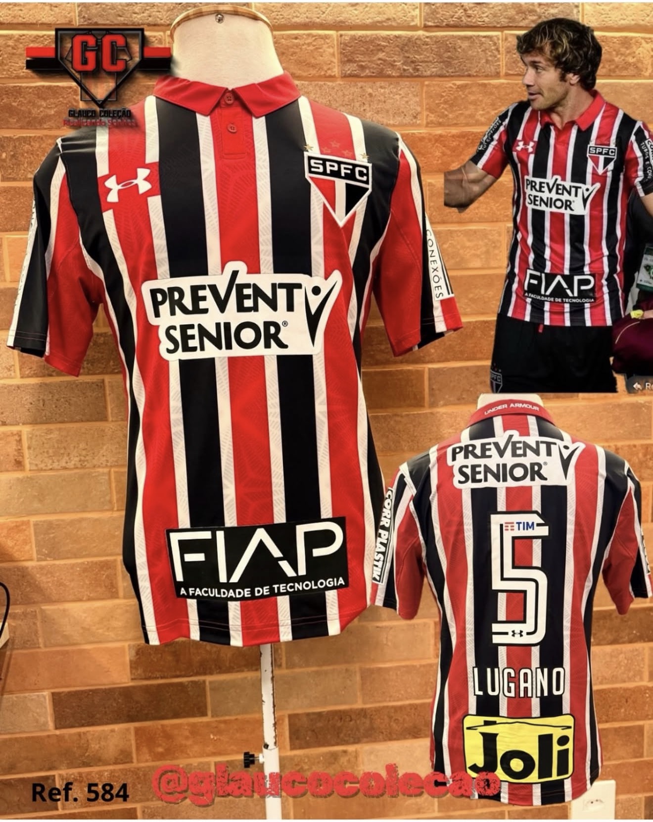 CAMISA SÃO PAULO FC 2016/17 -🇾🇪LUGANO🇾🇪 - TAMANHO G -  ⚽️DE JOGO⚽️  🏷️EXCELENTE ESTADO🏷️