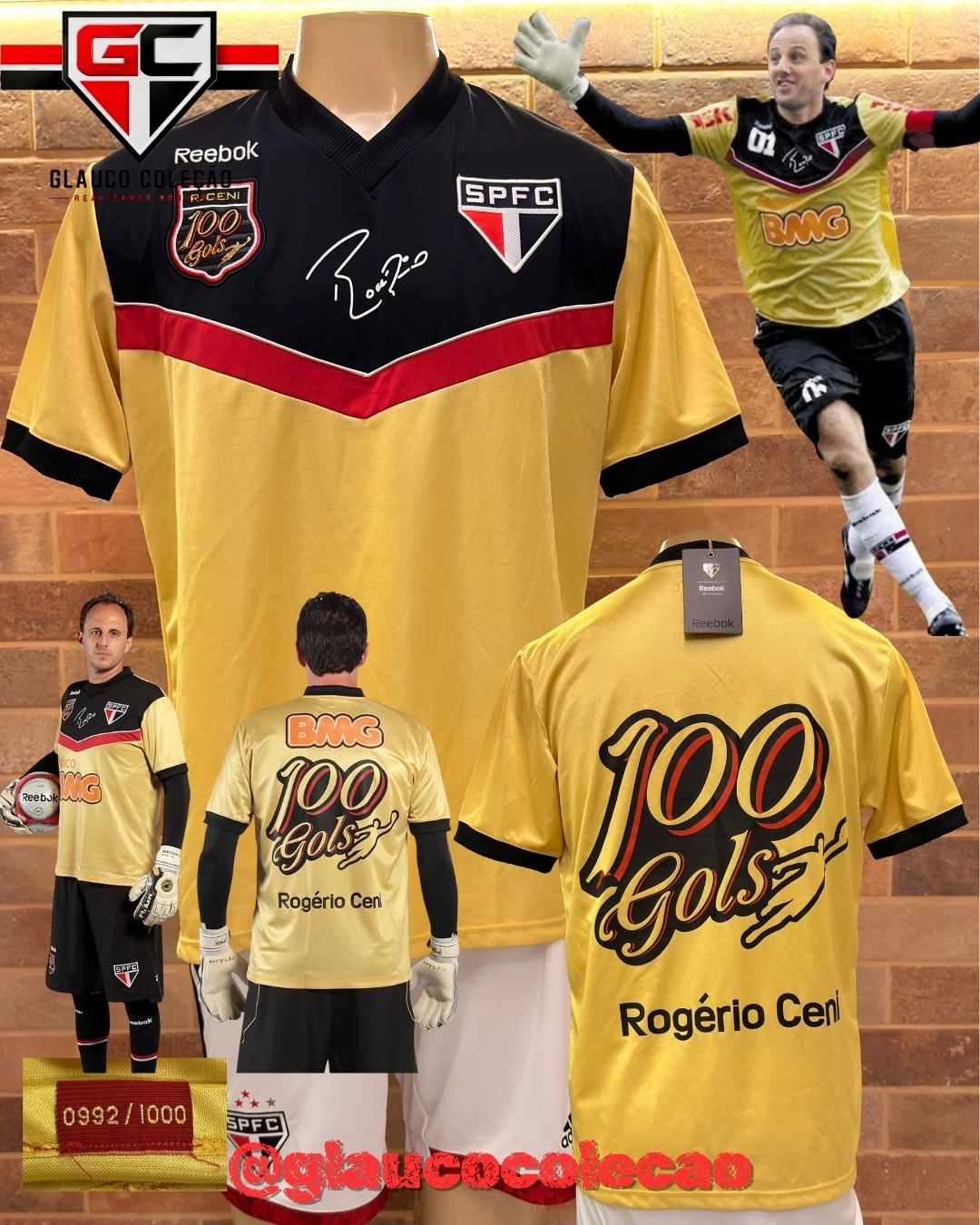KIT 100 GOLS ROGÉRIO CENI - TAMANHO G - NA ETIQUETA - SÉRIE 992/1000