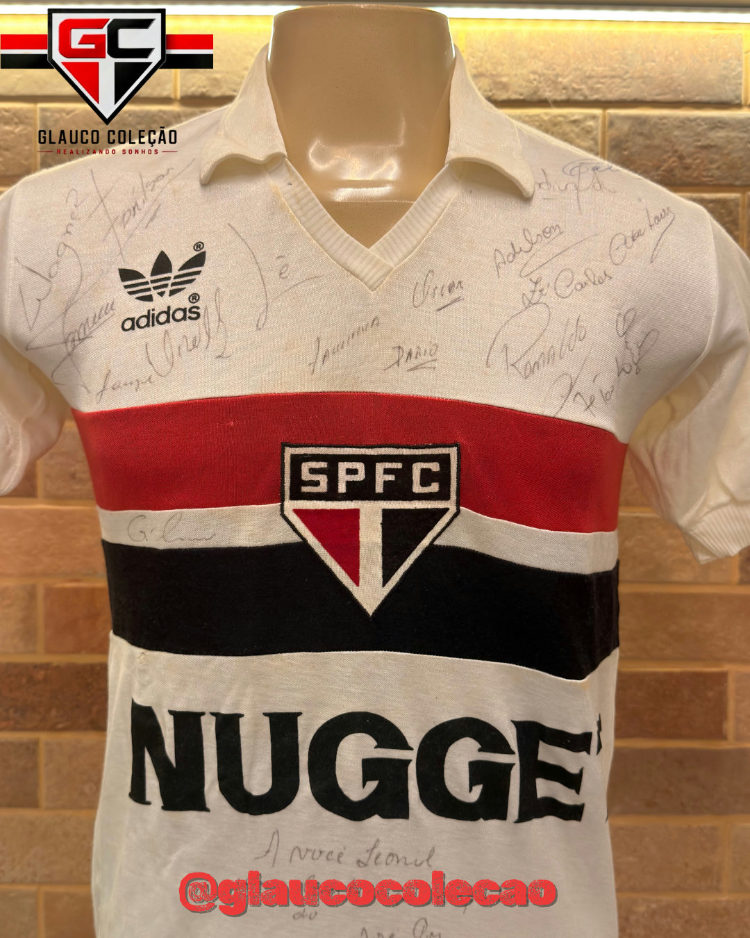 CAMISA SÃO PAULO FC 1986-🇾🇪CARECA🇾🇪 - TAMANHO G - ⚽️DE JOGO⚽️ ✒️AUTOGRFADA🖋️ 🏷️ÓTIMO ESTADO🏷️