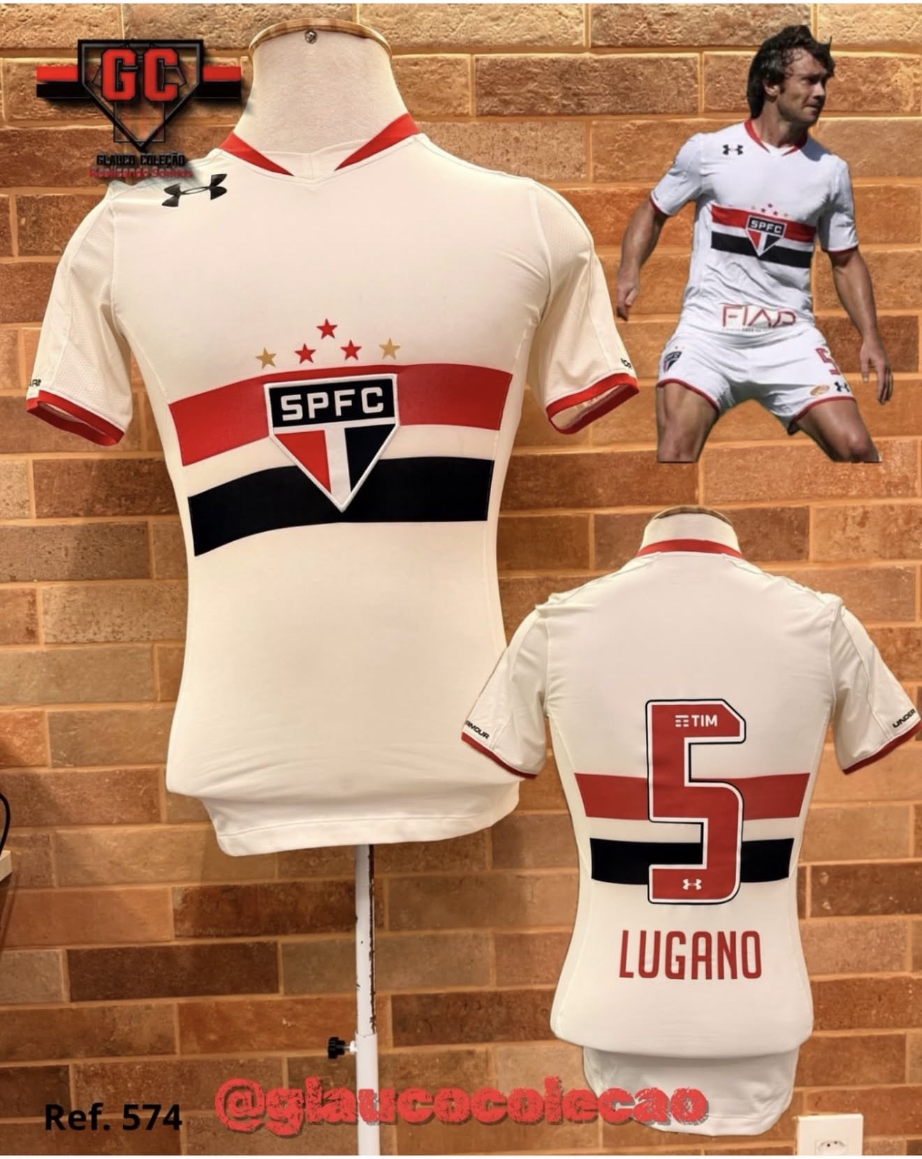 CAMISA SÃO PAULO FC 2015/16 -🇾🇪LUGANO🇾🇪 - TAMANHO PP -  ⚽️MODELO JOGADOR⚽️  🏷️ÓTIMO ESTADO🏷️